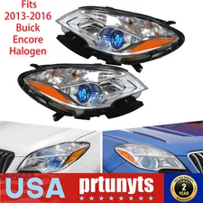 1 Pair Headlights Fits 2013-2016 Buick Encore Halogen Left&Right Side Headlamp
