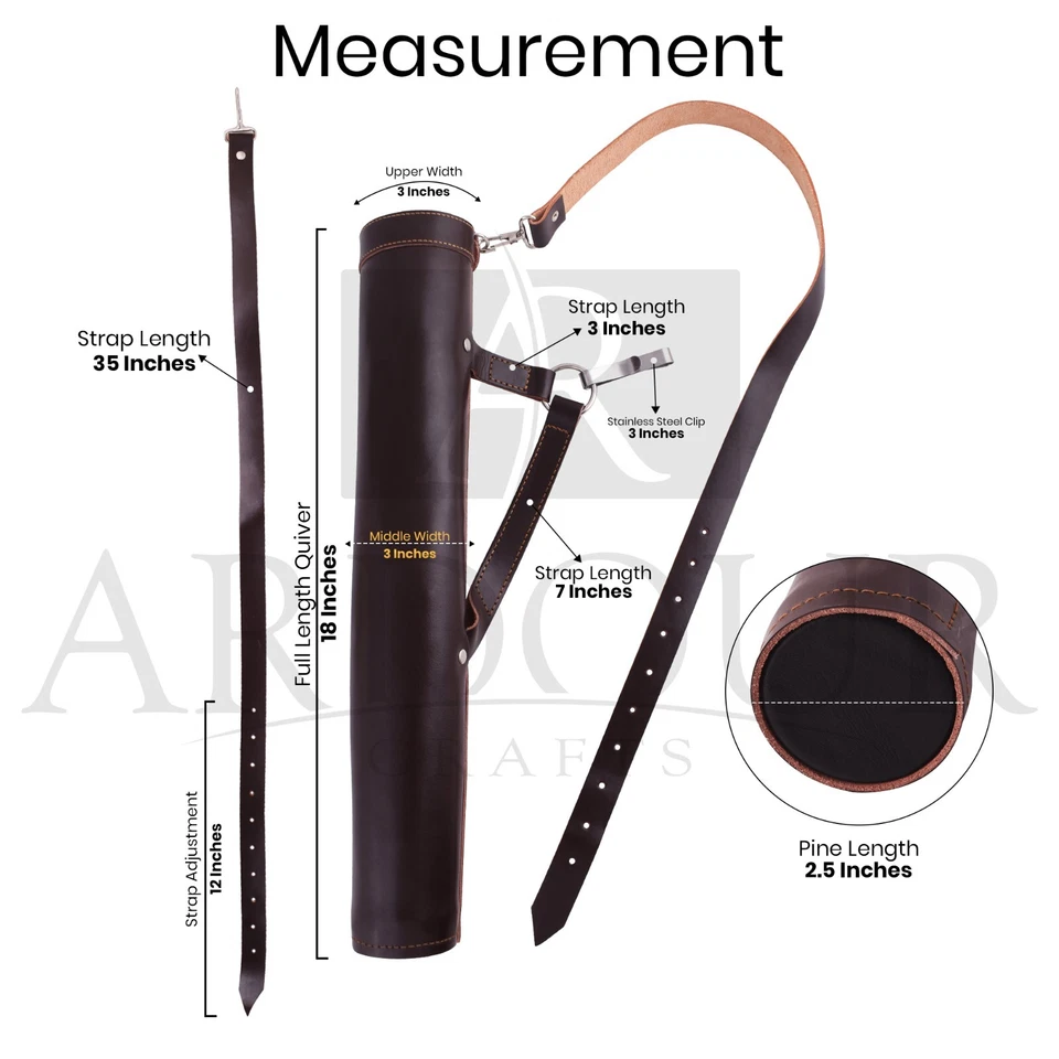 Back/Side Arrow Quiver Genuine Leather Arrow Holder Traditional Handmade Quivers - Image 4 of 4