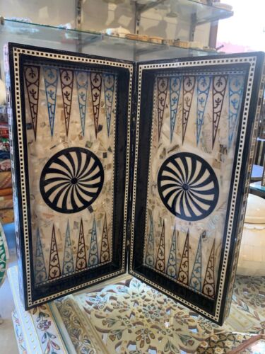 Set di scacchi backgammon antico 2 in 1 marocchino fatto a mano set backgammon in legno tavola - Foto 7 di 15