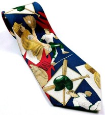 Baseball Player Sports Bat Helmet Glove Men's 100& Silk Novelty Necktie