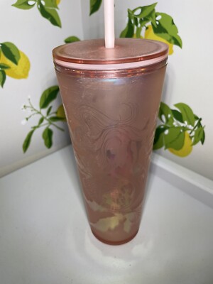 Starbucks 24 oz Siren Soft Touch Cup Pink Iridescent Mermaid NWT/Damaged