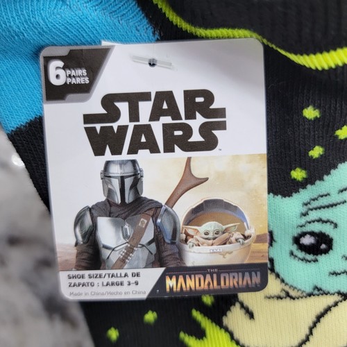 Star Wars Mandalorian Baby Yoda 6-Pair Boys No-Show Socks, Large 3-9 - Picture 2 of 9