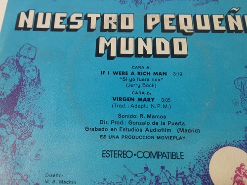 Nuestro Pequeño Mundo If I Were A Rich Man 1971 - Single LP Vinyl 7" VG/VG - Picture 4 of 4