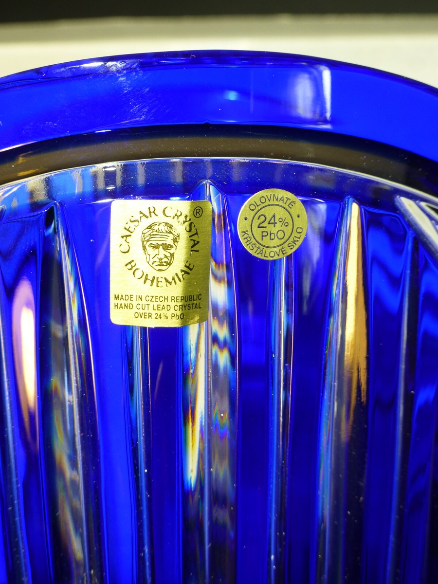 CAESAR CRYSTAL BOHEMIAE Harp Extra Large Cup Blue Vase | eBay