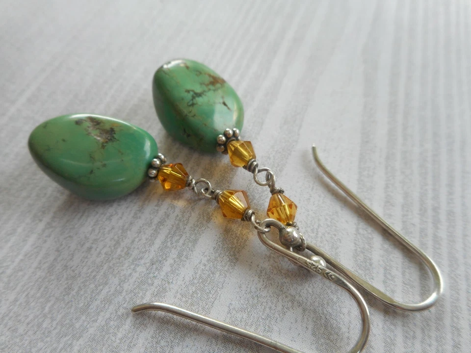 轻度氧化纯银绿松石 Silpada 悬垂耳环 W1290 RE21B — 第 4/4 张图片