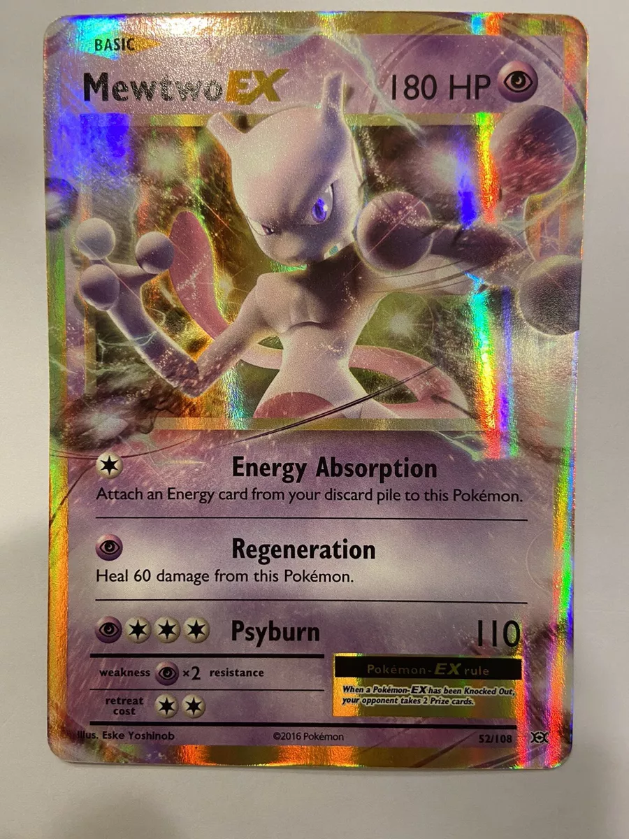 1x ~ESP~ Spanish Evolutions Mewtwo EX Holo Rare Pokemon Card HTF