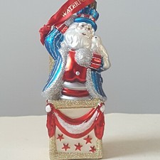 Waterford Holiday Heirlooms Patriotic Santa Glass Ornament