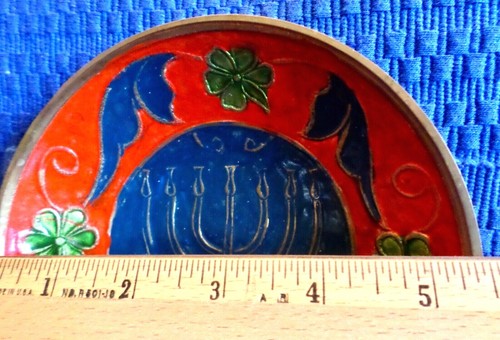 Vintage Menorah Brass and Enamel Bowl Plate EX - Picture 6 of 6