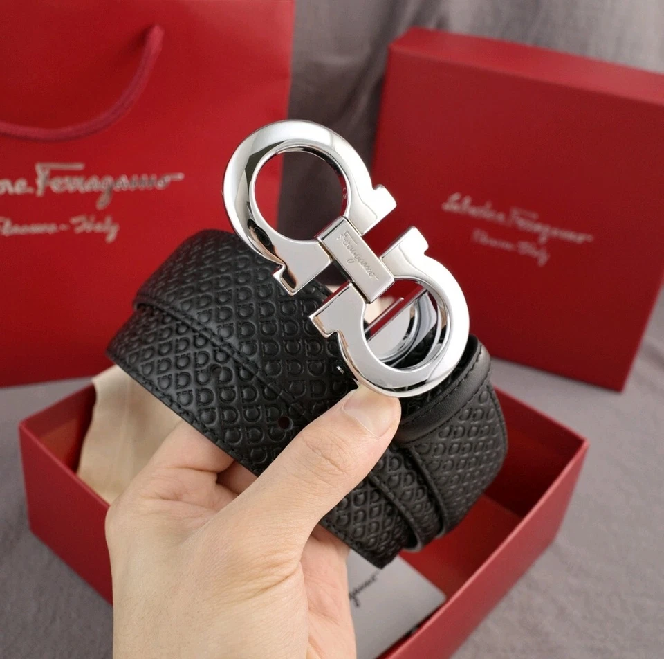 Cintura SALVATORE FERRAGAMO Pelle NERO Fibbia Silver L. 115 cm *SALDI Fine2025* - Immagine 2 di 4