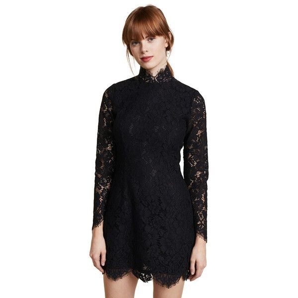 GANNI NWT $249 Black Lace Lined Jerome Shift Mock Neck Mini