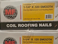 1 1/4" × .120" Smooth Galvanized Shank Coil Roofing Nails Full Box (60 Coils) 