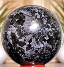 66mm INDIGO GABBRO SPHERE - Mystic Merlinite Mineral Feldspar Crystal Chakra