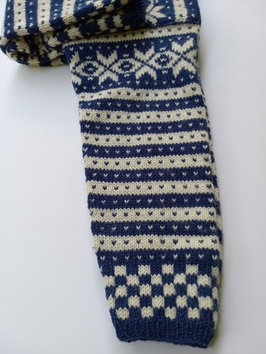 Norwegian Norway Sweater Hand Knit Child Classic Wool Blue White Perfect LN VTG - Picture 6 of 7