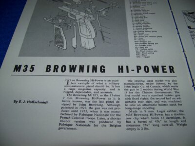 BROWNING M35 HI-POWER (9MM) PISTOL ..TAKEDOWN/EXPLODED VIEW..(20CC)