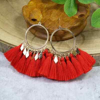 3'' Gold-tone Earring Set Bohemian Retro Dangle Drop Hook New Free Ship 8942