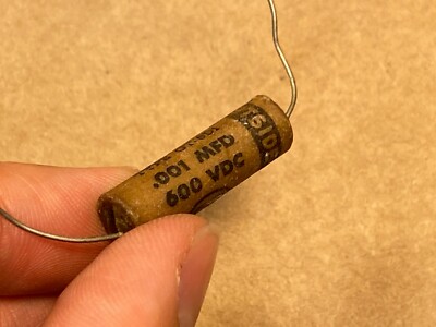 NOS Vintage Cornell-Dubilier Grey Tiger Wax Capacitor .001 uf 600v 