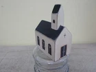VTG SOLID WOOD FOLK ART  CHURCH MINITURE PRIMITIVE PAINTED CONUTRY FARM