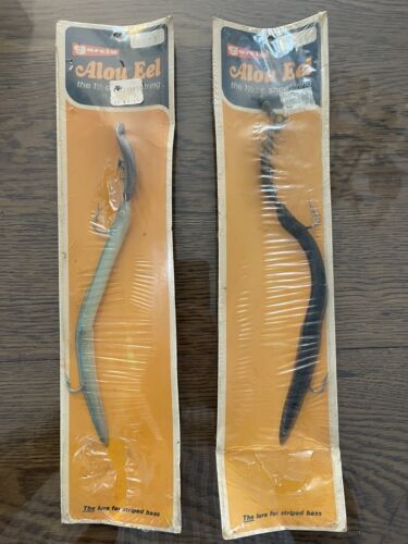 RARE VINTAGE LOT 2 Alou Tackle 1.5oz Shoestring Eels Fishing Lure New Old Stock - Photo 1/9