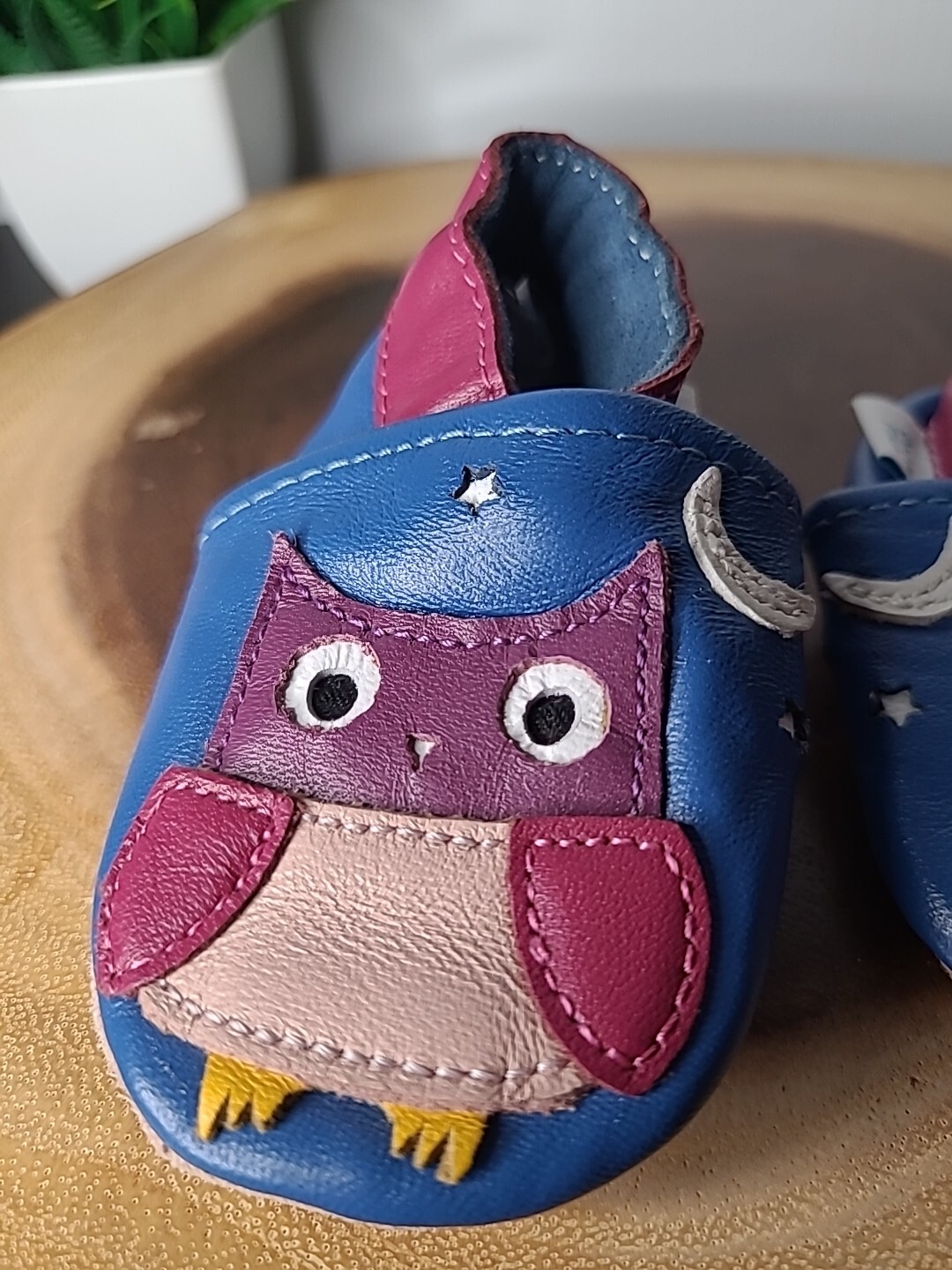 SAOLA Scarpe da bambino Blue Owl Dotty Fish suola morbida in pelle neonato bambina ragazzo 0 6 mesi P101