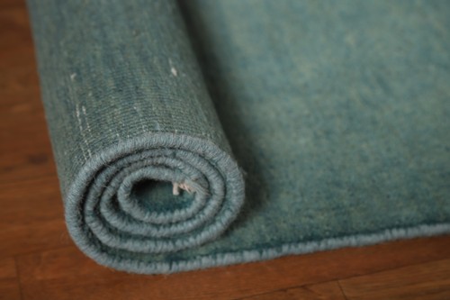 Handmade Gabbeh Solid Design Wool Modern Rug - Blue" 3x5 ft - Picture 10 of 13