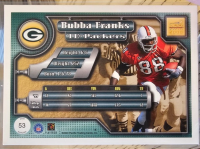 2000 Pacific Aurora Bubba Franks RC #53 Green Bay Packers | eBay