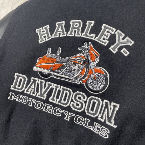 Harley Davidson Boys Reversible Embroidered Bomber Wool Blend Puffer Coat Size 6 - Picture 6 of 18