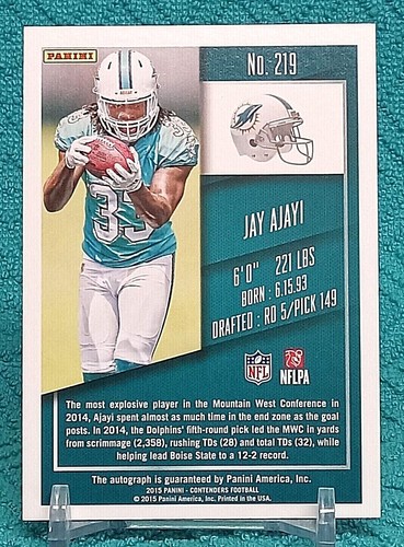 2015 Contenders Jay Ajayi ROOKIE TICKET On Card Autograph Miami Dolphins - 第 3/3 張圖片