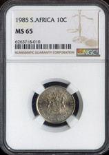 1985 South Africa 10 Cents NGC MS65 Quality