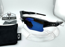 OAKLEY FLAK JACKET 1.0 XLJ CARBON FIBER W/ BLUE AFTERMARKET POLARIZED SUNGLASSES