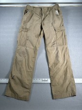 Carhartt Cargo Pants Mens 34x32 Relaxed Fit Beige Rip Stop Distressed
