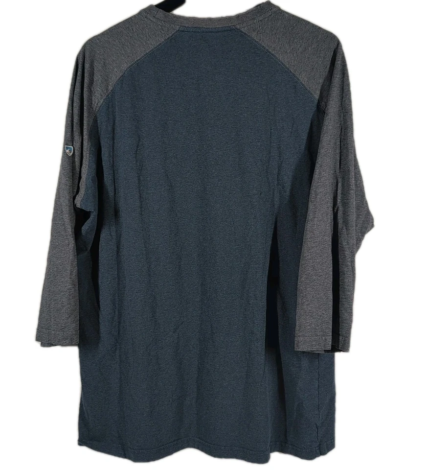 Camisa Raglán Kuhl Wildfibre Manga Larga Para Hombres XL Azul Gris Algodón Orgánico Exterior Foto 2 de 4