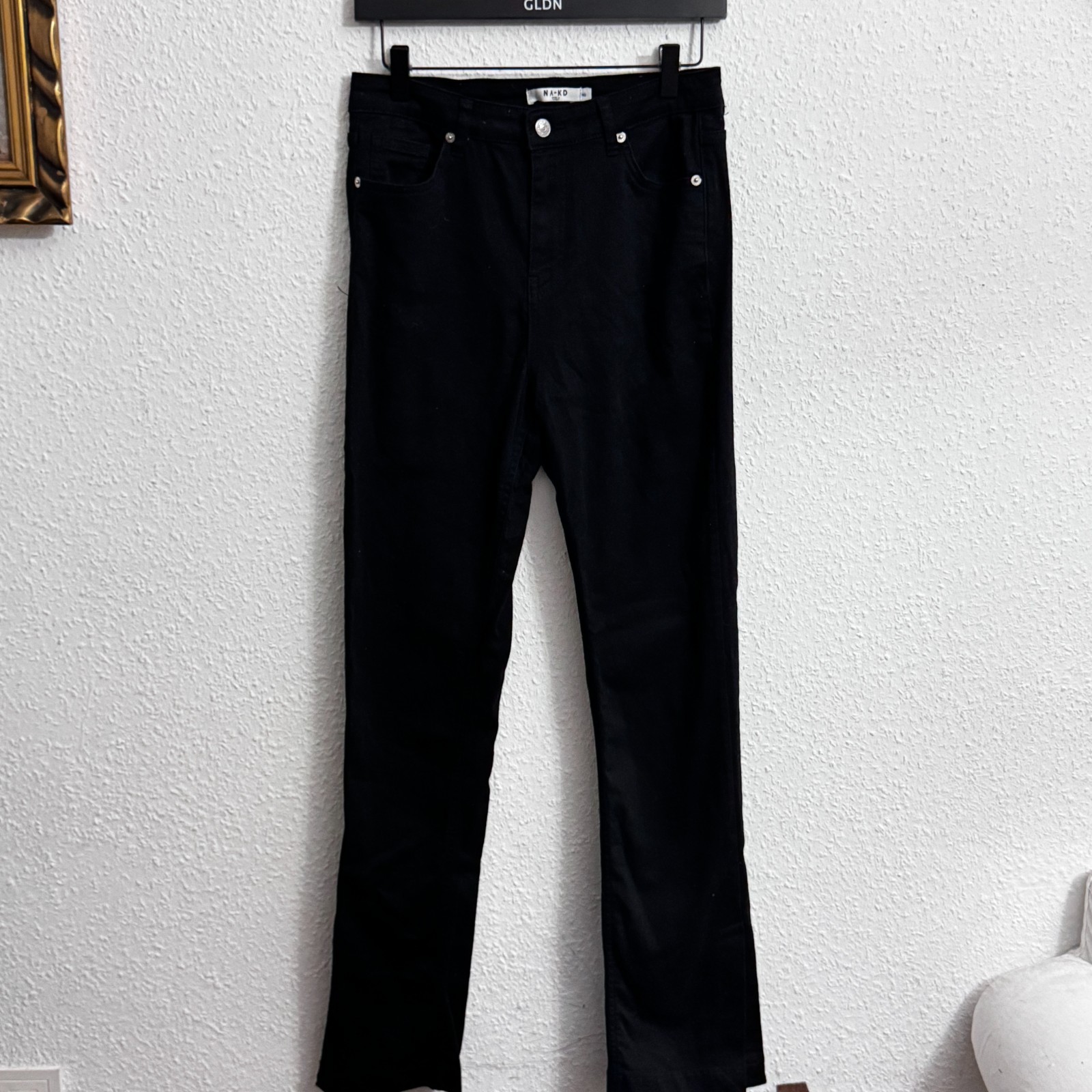 NA-KD High Waisted Straight Leg Jeans in Black - Size 40 image 2