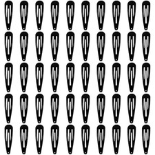 50 Pack Black Metal Snap Hair Clips for Women Simple Design, Smooth Surface,