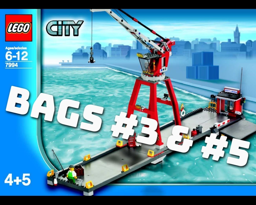 2007 LEGO - Harbour Wharf & Crane - 7994-1-s3 - 3 BAGS Of #3 & 1 Of #5