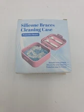 Retainer Case, 2 in 1 Silicone Denture Case with 2 Brush and Soak Container Purp