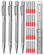 Tungsten Carbide Scriber, Knurled Aluminum Handle, 4-Pack with Bonus Marking...