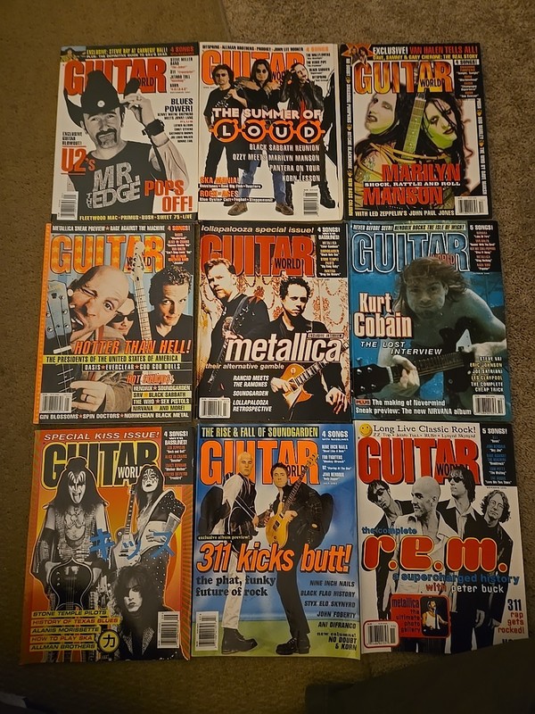 Guitar World Magazine (9) lot 1990s Metallica Ozzy Rage Nirvana tablature