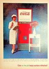 Original 1959 Vintage Print Ad: Coke on the Job Keeps Workers Refreshed