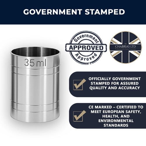 Stainless Steel Thimble Spirit Shot Measures 25/35/50/70/125/175/250 ml and Sets - Picture 18 of 93