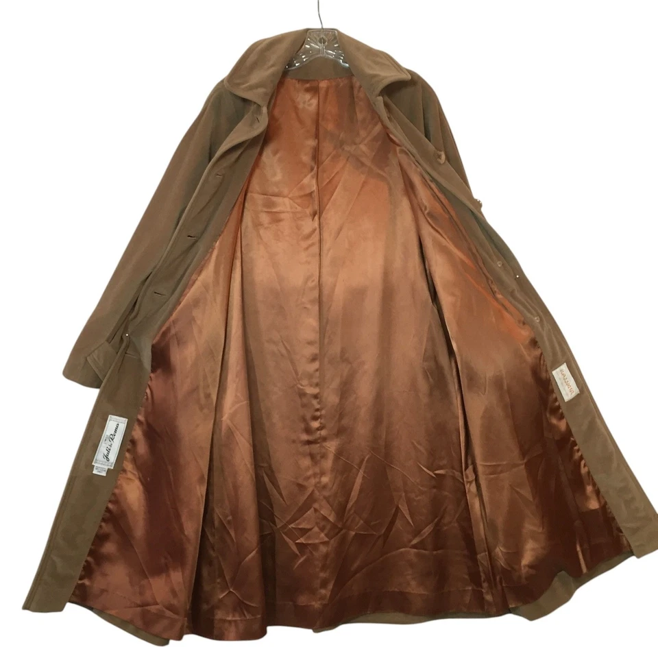 Abrigo de cachemir vintage Juli De Roma para mujer L tostado longitud midi con cinturón y forrado Foto 2 de 4