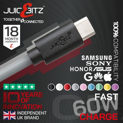 JuicEBitz® Heavy Duty USB Type C Charging Cable Fast Phone Charger Long Lead - 第 1/159 張圖片