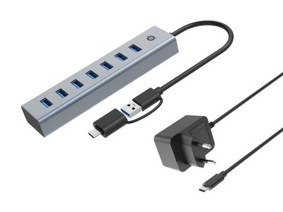 Conceptronic Hubbies21GP 7-Port USB 3.0 Hub With Power Adapter, 5Gbps, USB ~E~