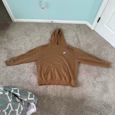The North Face Men s Brown Solid Pullover Hoodie Long Sleeve Logo, Size L