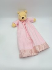 VTG Winnie The Pooh Plush Pink Fleece Classic Pooh Satin Trim Lovey Blanket Fold
