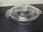 Vintage Anchor Ovenware Casserole Dish w/ Lid 8.25" Diameter 1.5Qt Clear Glass