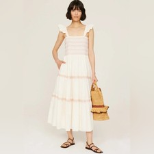 Madewell Lucie Smocked Tiered Midi Dress Women’s size 4X NWT