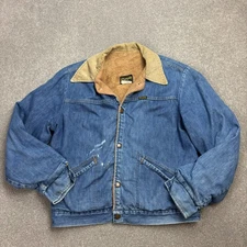 Wrangler Denim Jacket Adult Small Blue Sherpa Lined Trucker USA Made Mens*