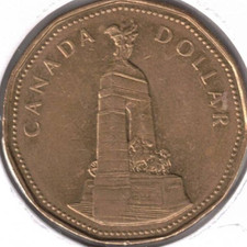 1994 Canadian Circulated Commemorative War Memorial One Dollar Coin!