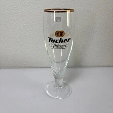 Tucher Pilsener 0.3L German Beer Glass Footed Gold Rim Barware