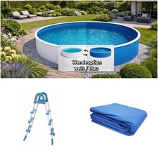Stahlwandpool Pool 2,4 m x 0,9 m Leiter Poolfolie Rundpool Aufstellbecken